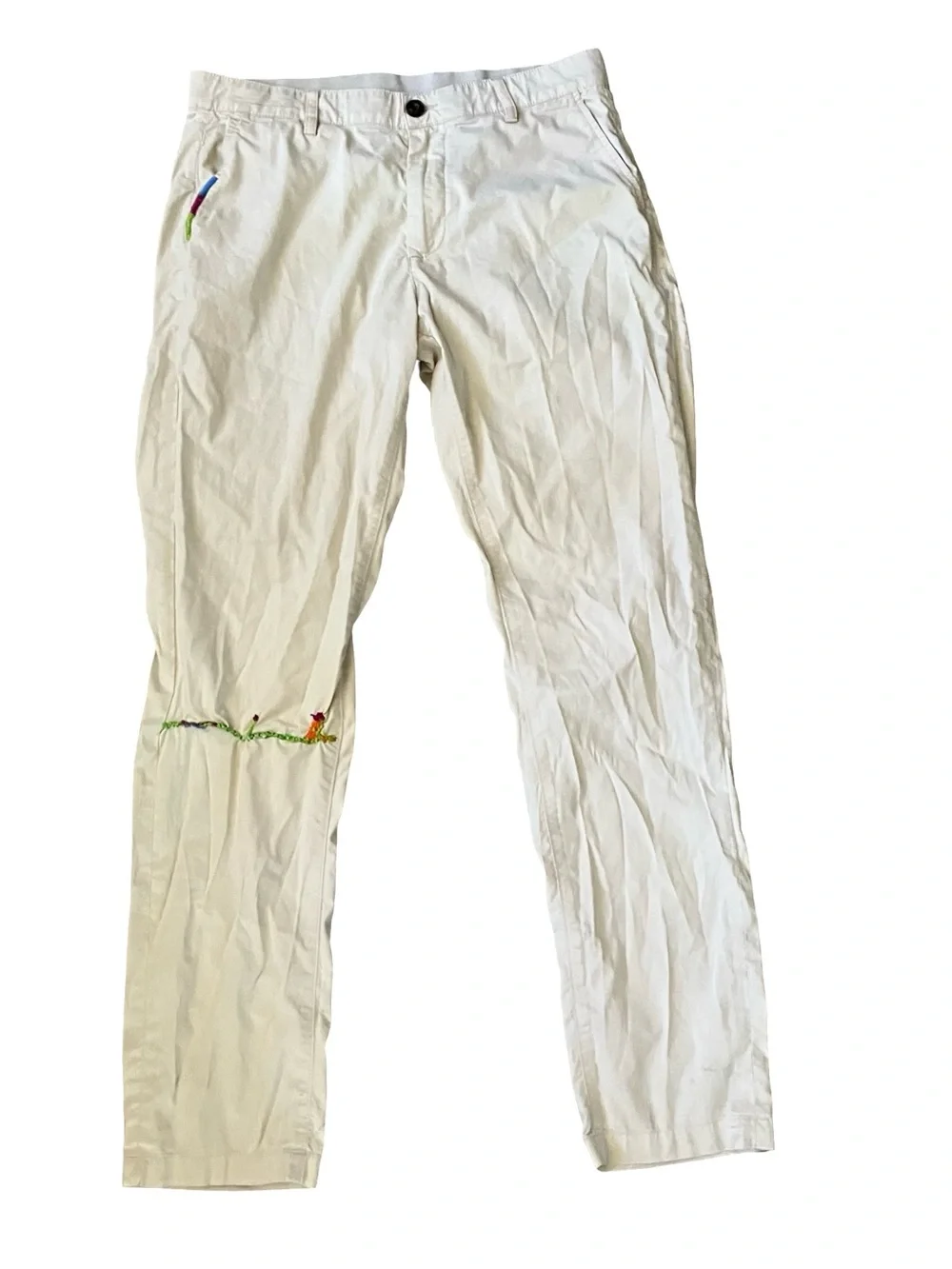 Faherty Chino Pants Coolmax 30x31 (32x31) Golf Zip Pocket Reworked Repaired Knee